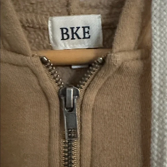 BKE Fleece Lined Drop Shoulder Zip Up Oversized Hoodie Size XL 1X Tan - Picture 8 of 9